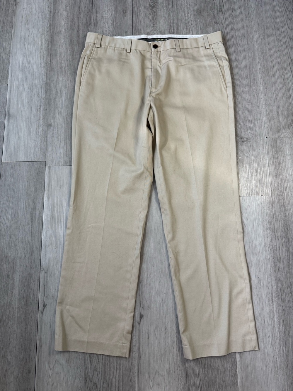 Eddie Bauer Men’s Pants Khaki Twill Cotton Chino Straight Flat Front 38x32.